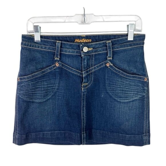 Hudson Women's 28 Denim Miniskirt Blue Stretch Length 13" - Picture 1 of 14